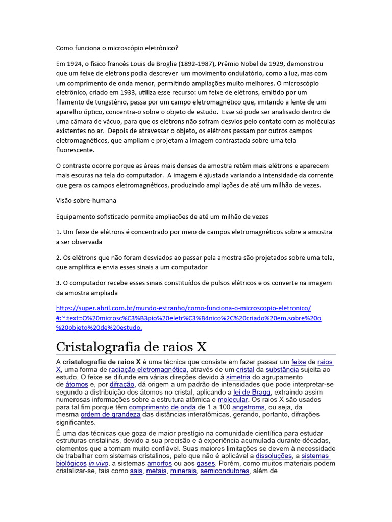 Como Funciona O Microscópio Eletrônico Pdf
