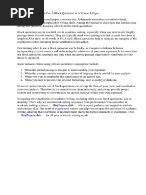 When Do You Need to Use a Block Quotation in a Research Paper