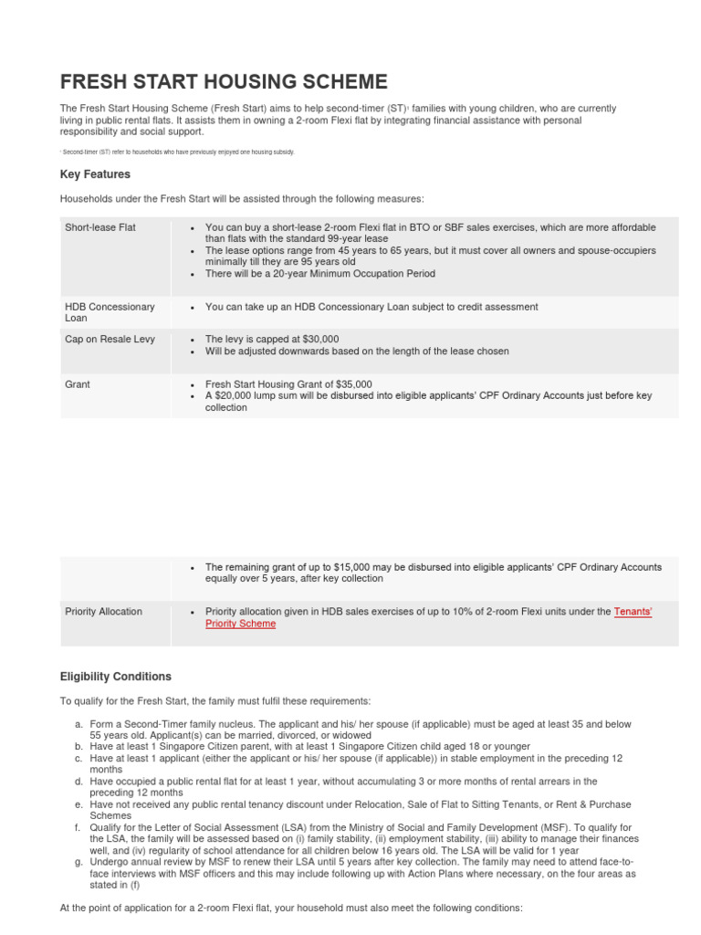 Fresh Start Housing Scheme PDF Mortgages Loans