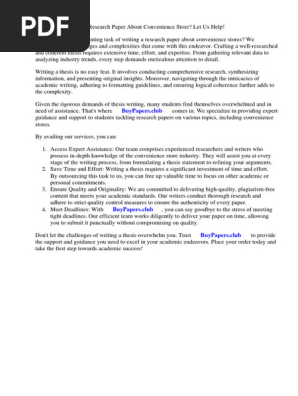 Research Paper About Convenience Store