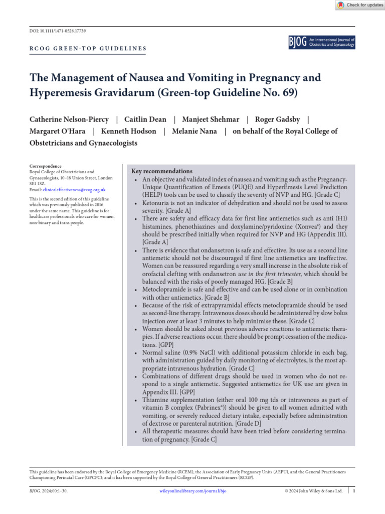 Nausea, Vomiting in Pregnancy & Hyperemesis Gravidarum, UPDATE 2024 ...