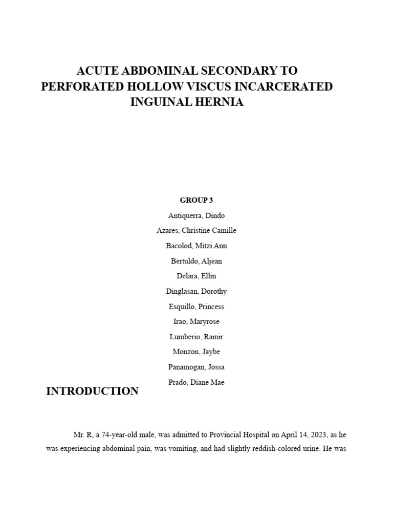Group 3 Case Presentation Inguinal Hernia Pdf Digestion Human Body