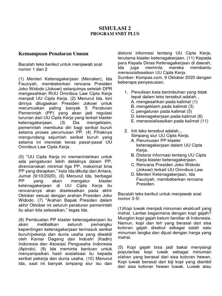 Simulasi Utbk 2024 Kemendikbud
