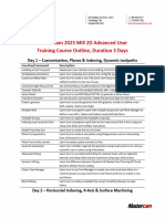COURSE OUTLINE, Mastercam 2024 Mill 2D Advanced User Training