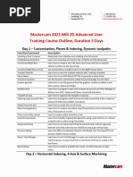 COURSE OUTLINE, Mastercam 2024 Mill 2D Advanced User Training