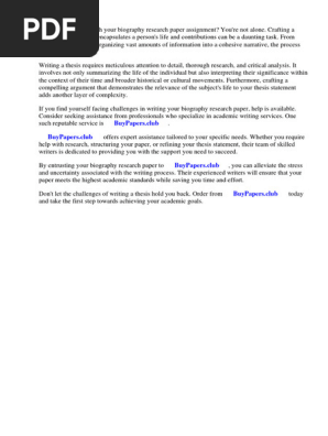 Biography Research Paper Assignment