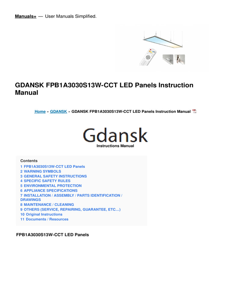 Fpb1a3030s13w CCT Led Panels Manual | PDF | International ...