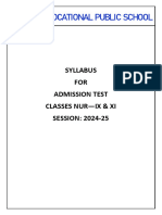 Admission Test Syllabus Session 2024-25
