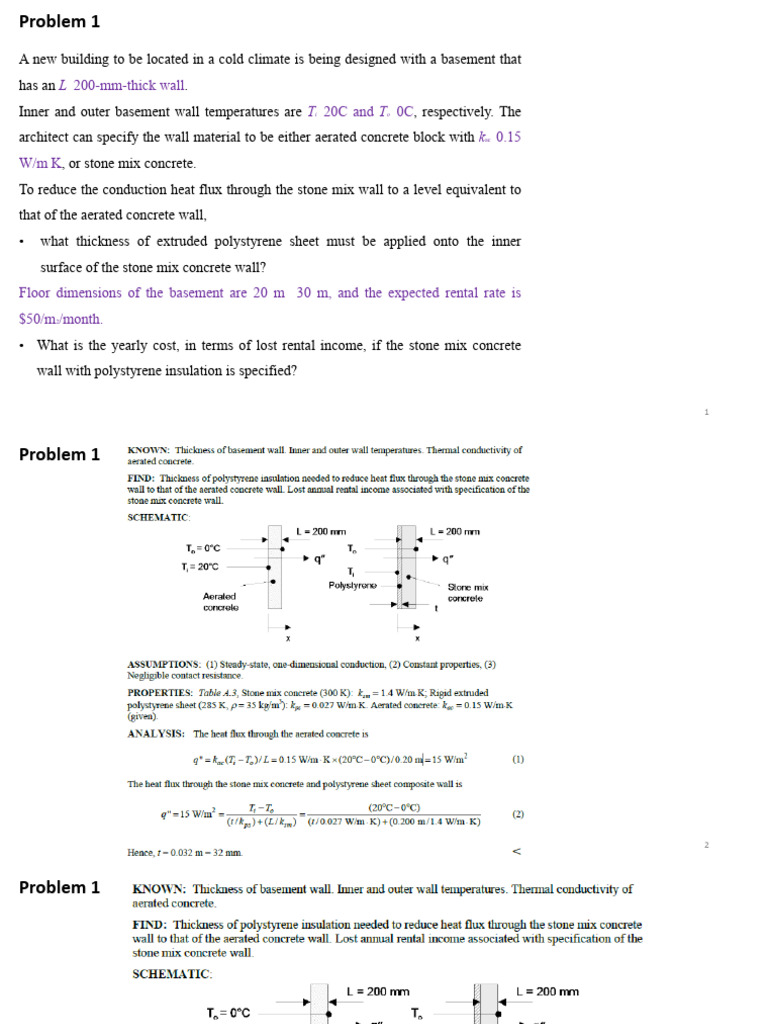 Heat Transfer Problems: Chapter 3 Solutions | PDF | Thermal Conduction ...