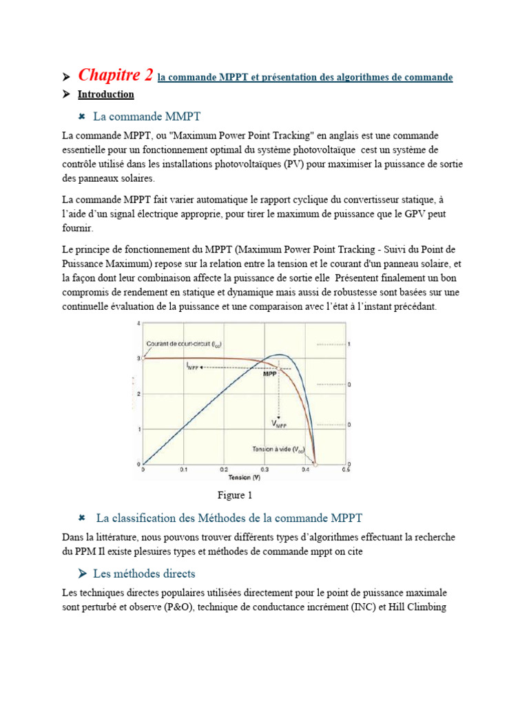 Commande MPPT et Algorithmes Associés | PDF | Électrotechnique