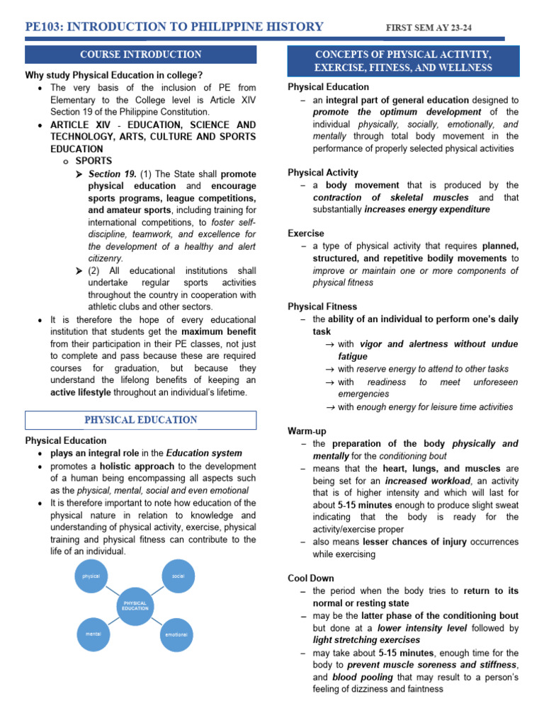 Pe104 Notes Pdf Physical Fitness Nutrients