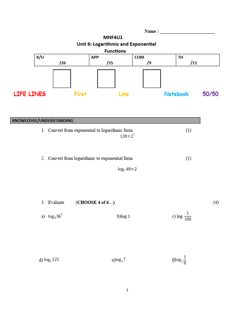 Logs Test | PDF | Logarithm | Mathematical Analysis