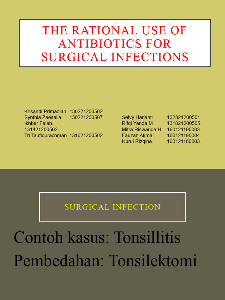 Antibiotic Use in Surgical Infections | PDF | Infection | Wound