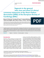 Heart Failure Diagnosis in The General Community - Who, How and When - A Clinical Consensus Statement of The Heart Failure Association (HFA) of The European Society of Cardiology (ESC)