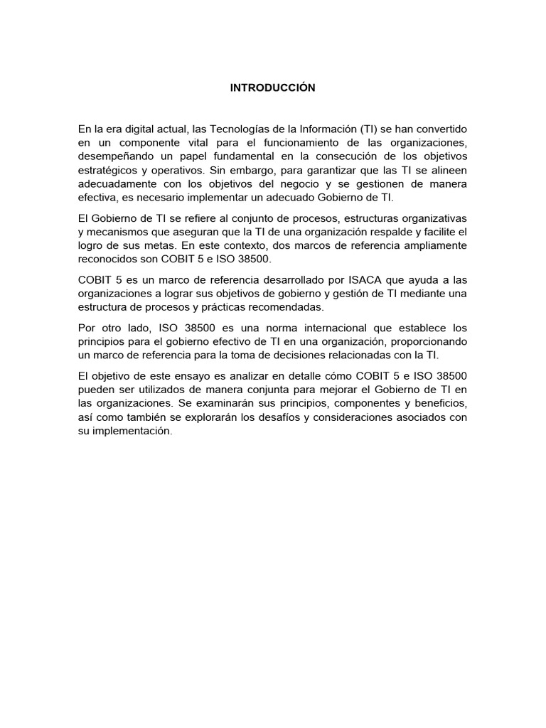 Comparativa entre COBIT 5 e ISO 38500 | PDF | Cobit | Business