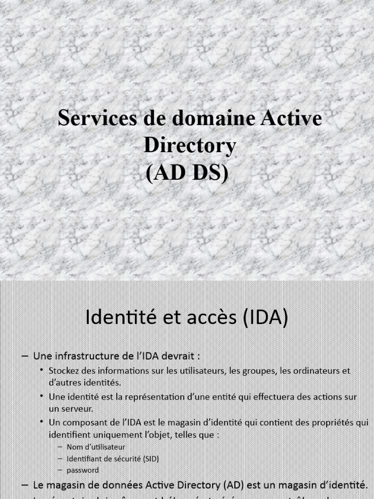 Services Active Directory et IDA | PDF | Active Directory | Stratégies ...