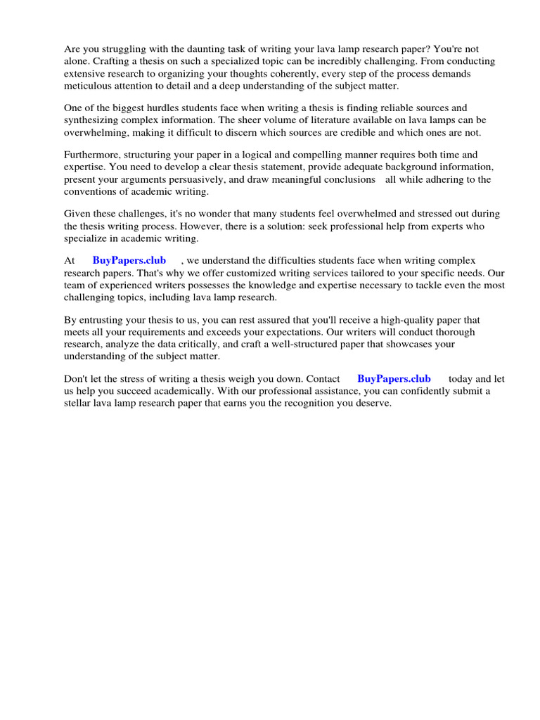 Lava Lamp Research Paper PDF Expert Water