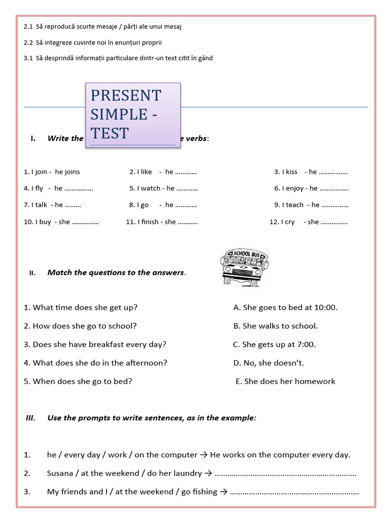 Present Simple Grammar Exercises | PDF | Language Mechanics | Language ...