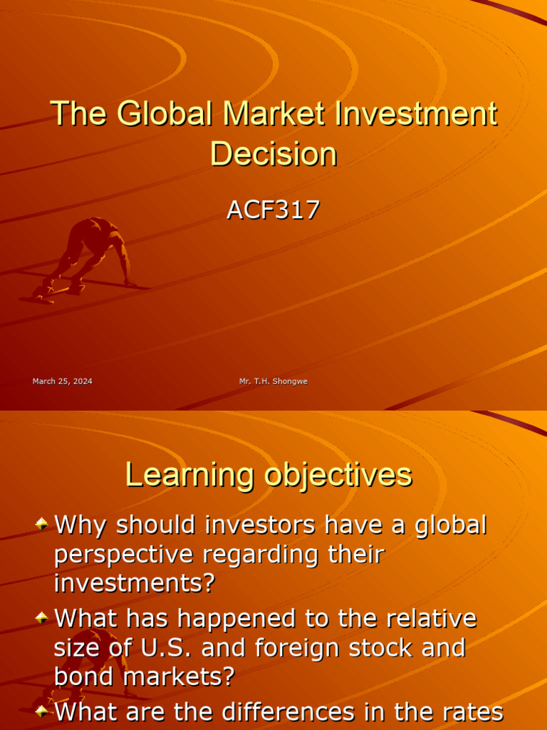 The Global Market Investment Decision PDF Bonds (Finance) Investing