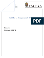 Actividad 4.1 - Ensayo Sobre La NOM-035.: Maestra: Matricula: 1872718