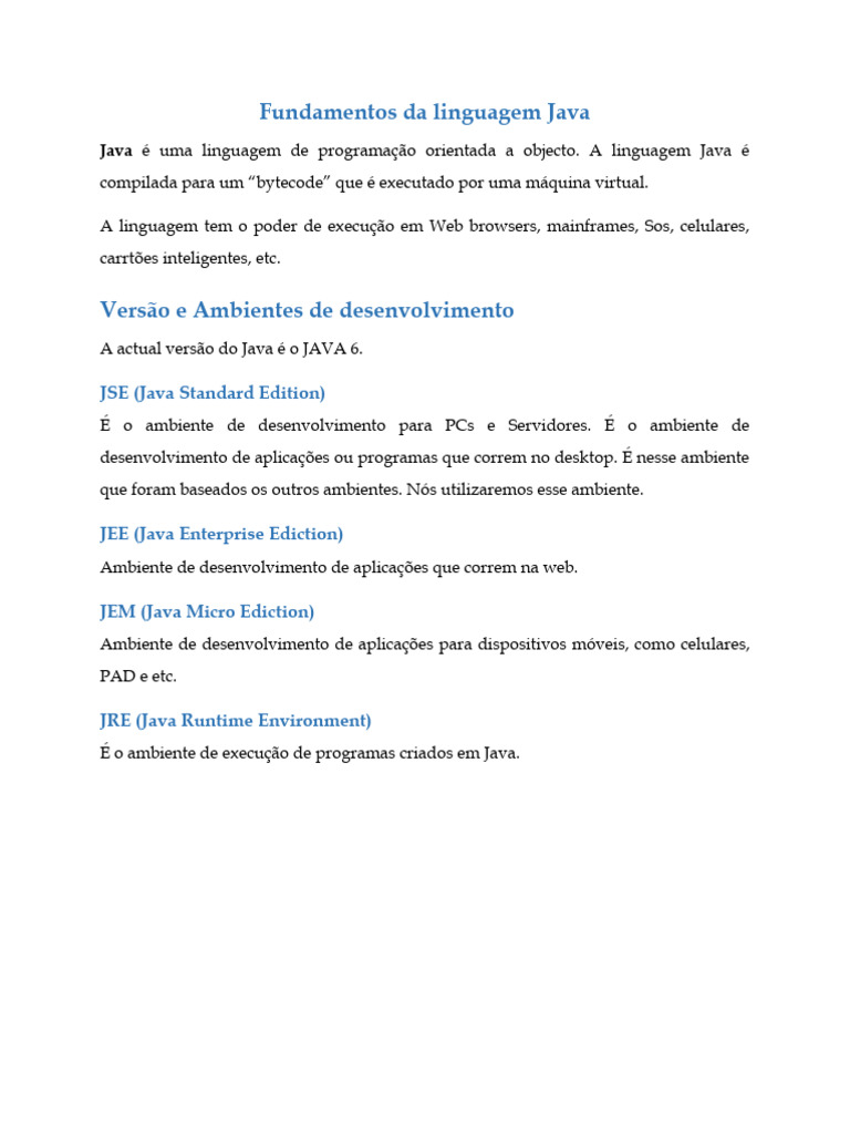 Fundamentos da Programação em Java | PDF | Java (linguagem de ...
