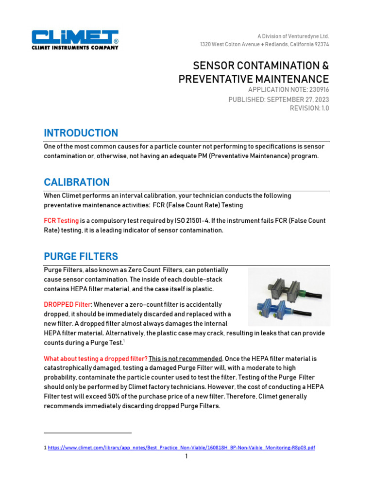 230926-A Sensor-Contamination r1p00 | PDF | Calibration
