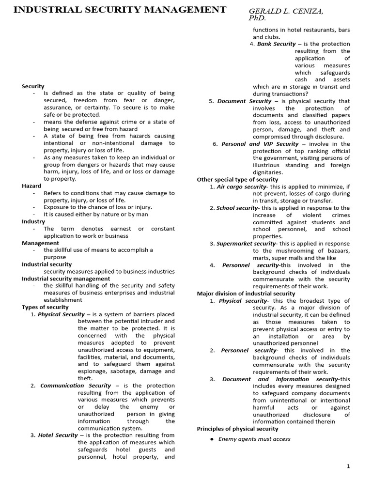 Industrial Security Management Overview | PDF | Security Alarm ...