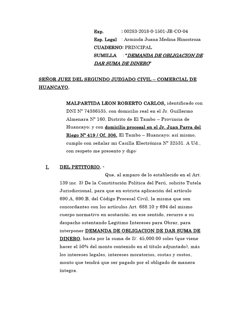 demanda-de-obligacion-de-dar-suma-de-dinero-pdf