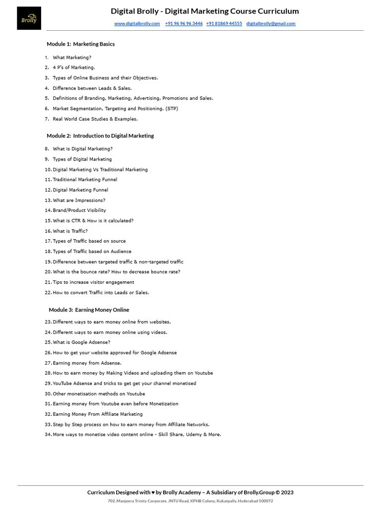 Digital marketing latest curriculum 2024 pdf search engine