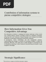 Contribution of Information Systems To Pursue Competitive Strategies