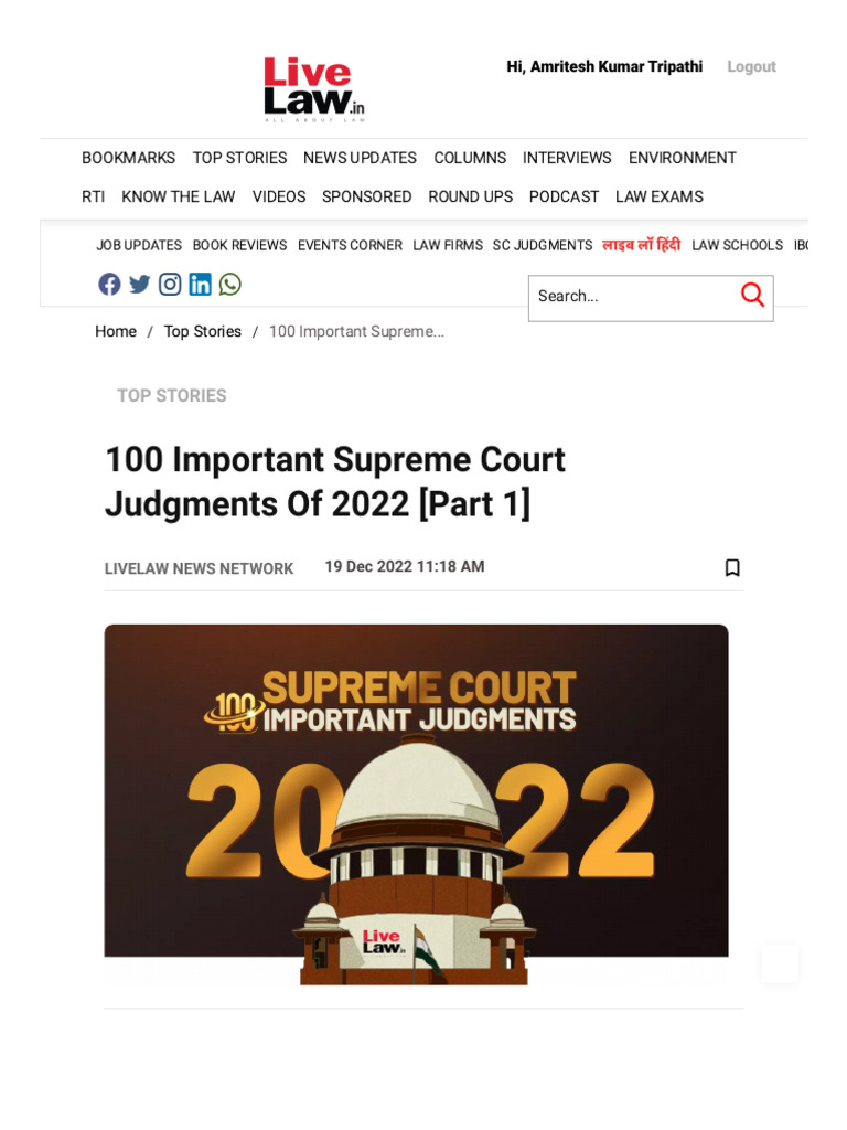 Key Supreme Court Judgments 2022 | PDF | Supreme Court Of India ...