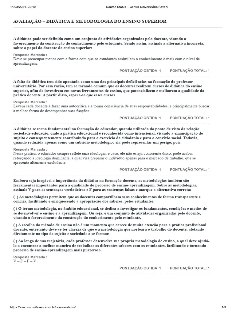 Didática e Metodologia no Ensino Superior | PDF | Aprendizado | Método ...
