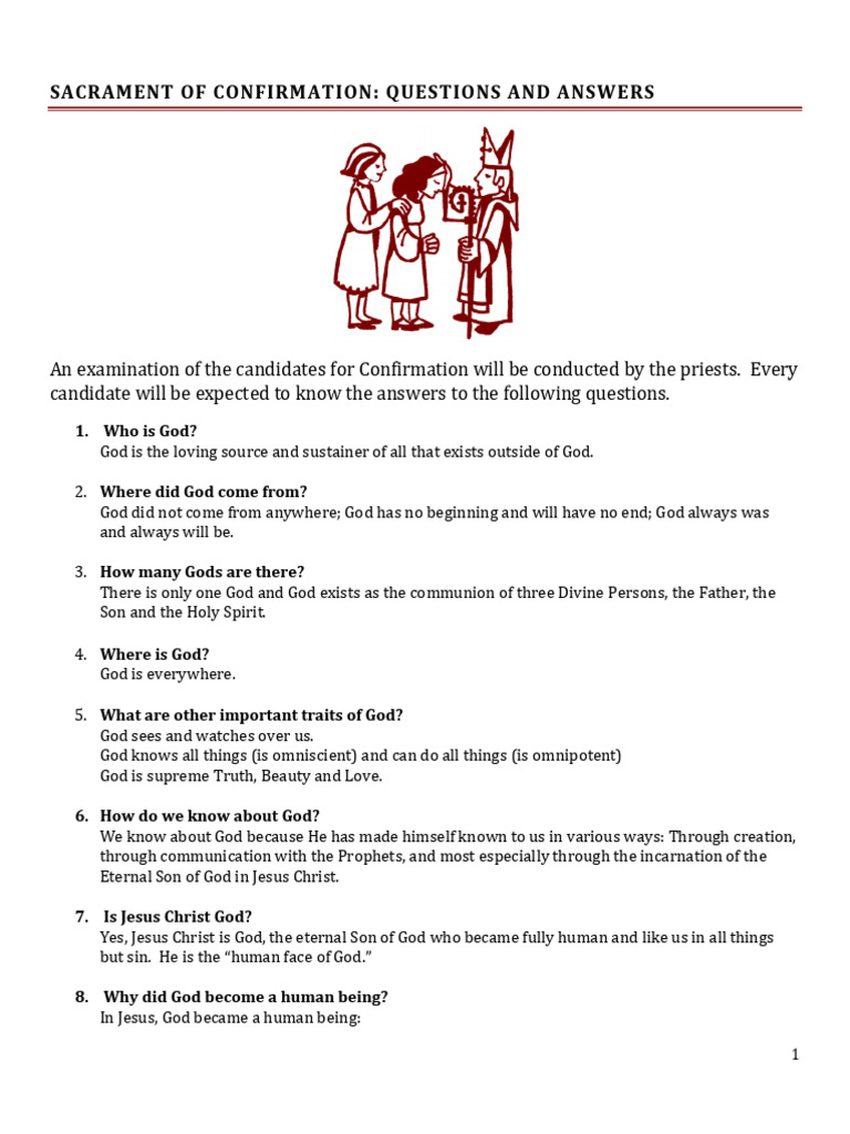 Confirmation Questions and Answers Guide | PDF | Religion & Spirituality