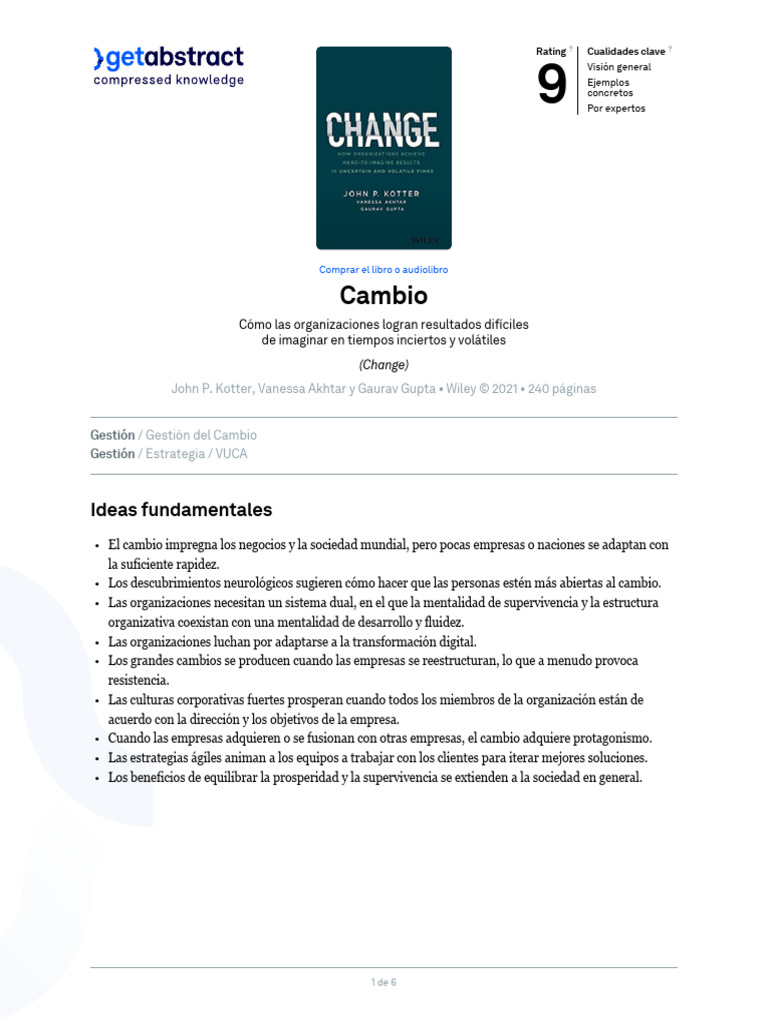 Clave para el Cambio Organizacional | PDF | Creatividad | Business
