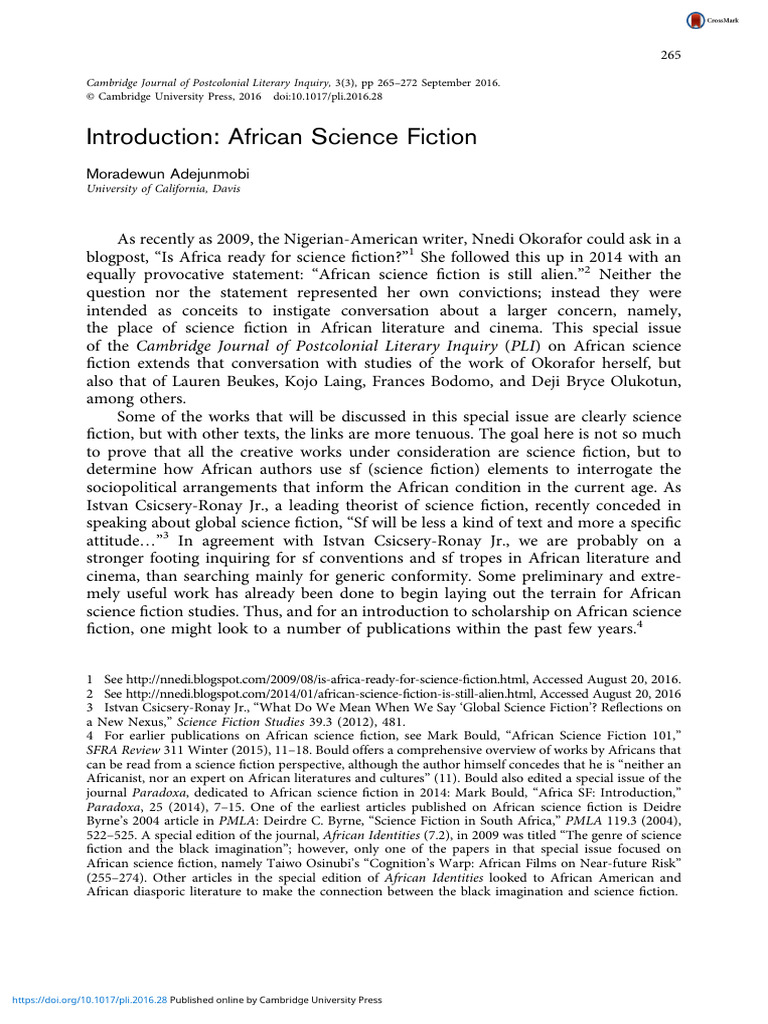 African Science Fiction Intro PDF Science Fiction Science