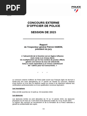 Rapport sur le concours 2023 d'officier de police | PDF | Affaires