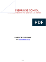 Greensprings School ENTRANCE EXAMINATION PAST QUESTIONS (Complete Pack)