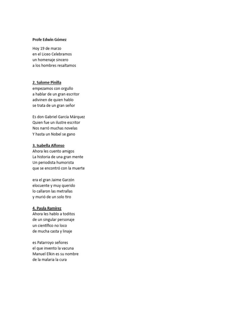 Coplas en homenaje al Día del Hombre | PDF | Historia | Clásicos