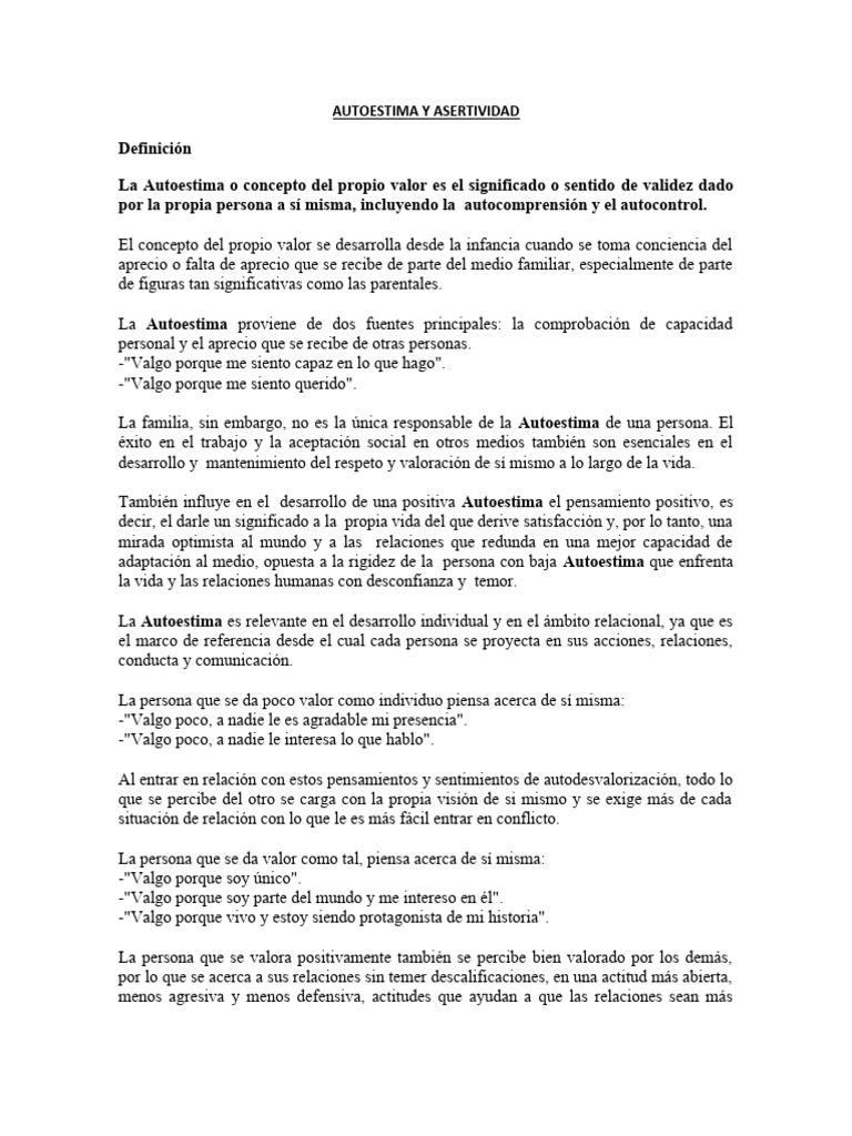 Autoestima y su impacto relacional | PDF | Autoestima | Psicología Social