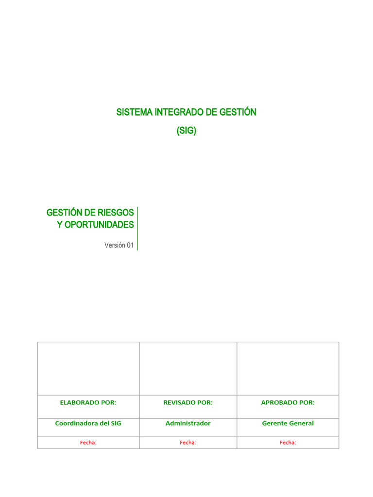 Gestión de Riesgos y Oportunidades SIG | PDF | Sistema de información ...
