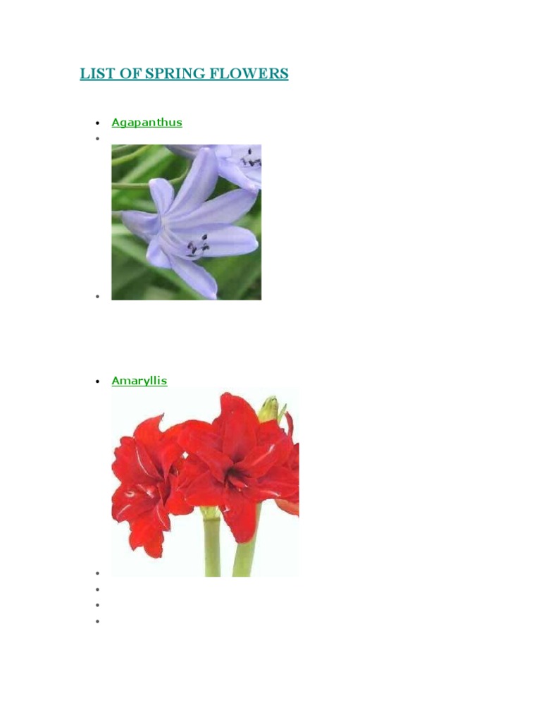 Spring Flower List & Links | PDF | Cooking, Food & Wine | Home & Garden