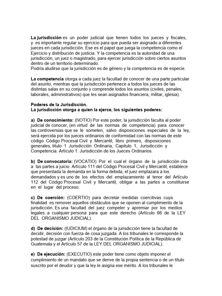Jurisdicción y Competencia Judicial | PDF | Jurisdicción | Judicaturas