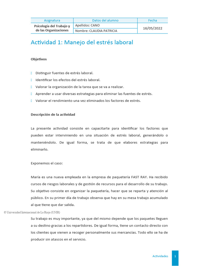 Manejo Del Estres Laboral | PDF | Estrés (biología) | Psicología ...