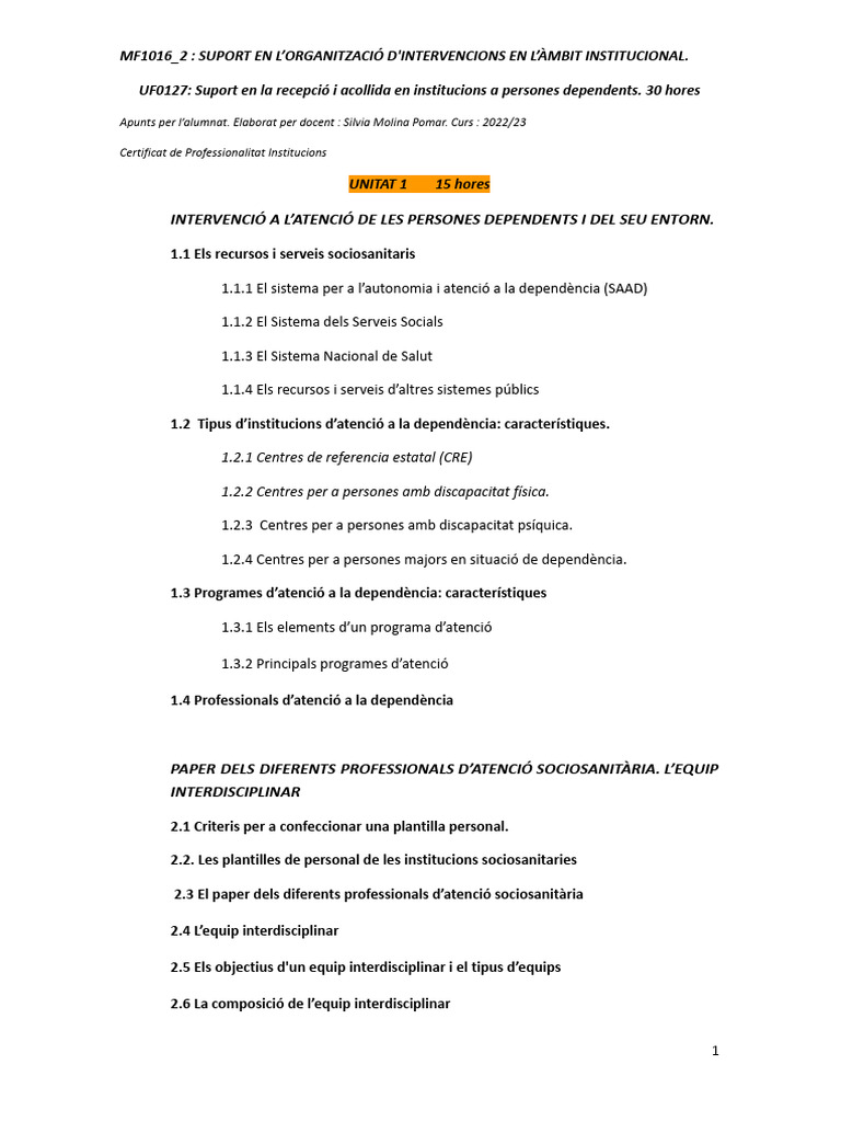 MF1016 - Unitat 1 | PDF
