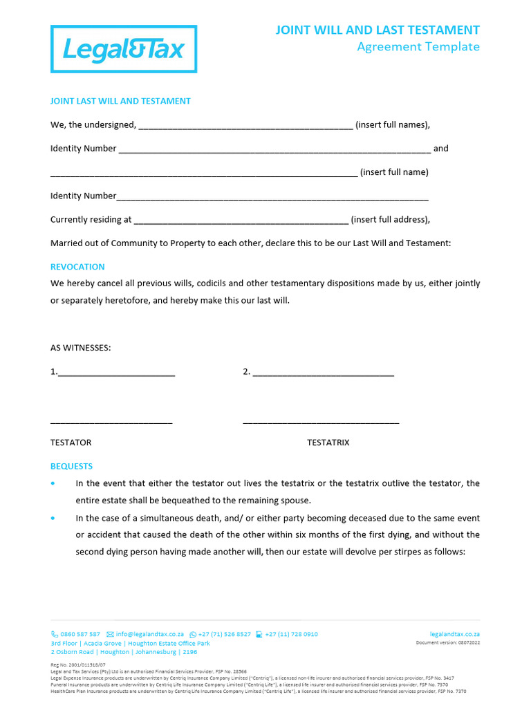 joint last will and testament | pdf | will and testament | private law
