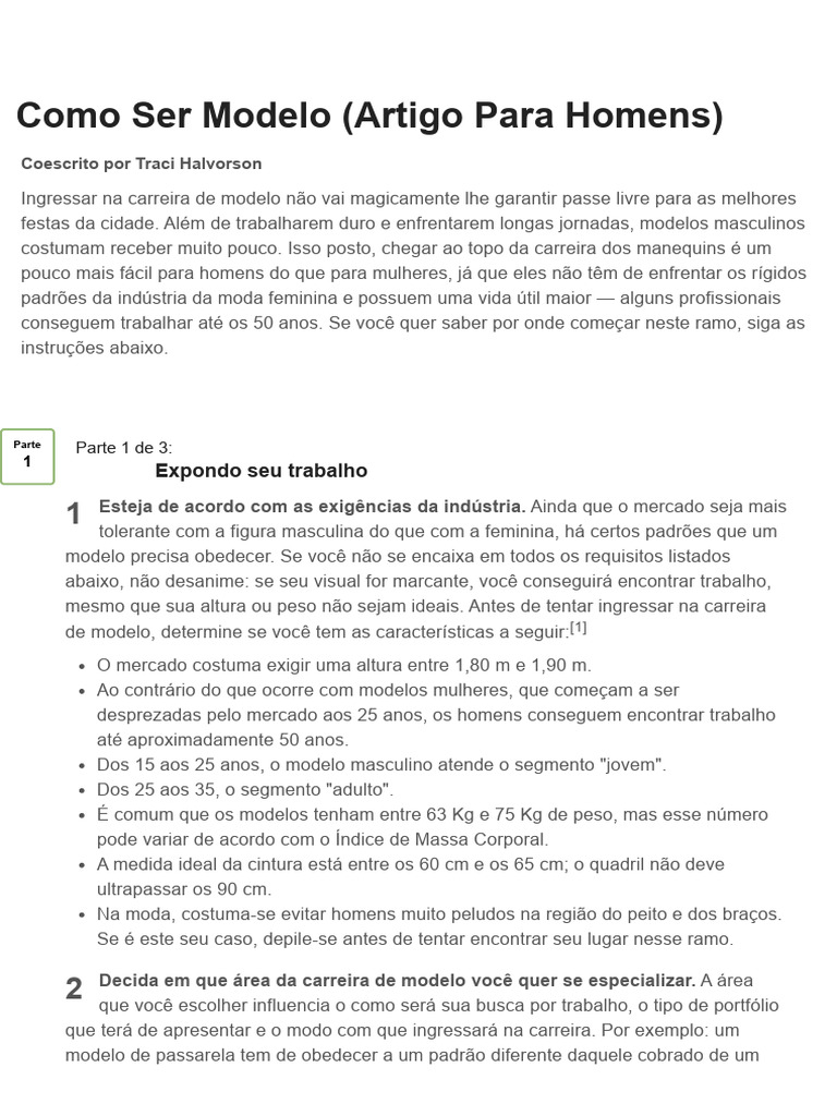 Como Ser Modelo (Artigo para Homens) (Com Imagens) | PDF | Publicidade ...