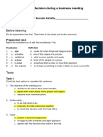 Making A Decision During A Business Meeting - Worksheet