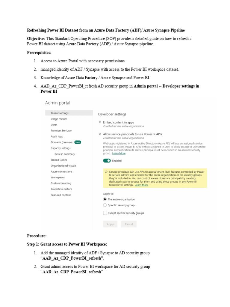Refreshing Power BI Dataset From An Azure Data Factory | PDF | World ...