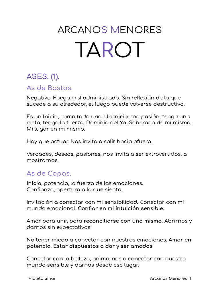 Significado de los Arcanos Menores | PDF | Amor | Las emociones