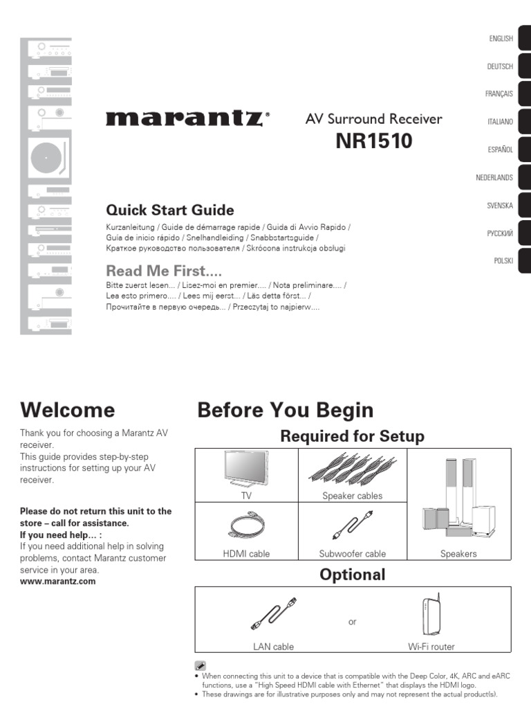 Marantz NR1510 Setup Guide | PDF